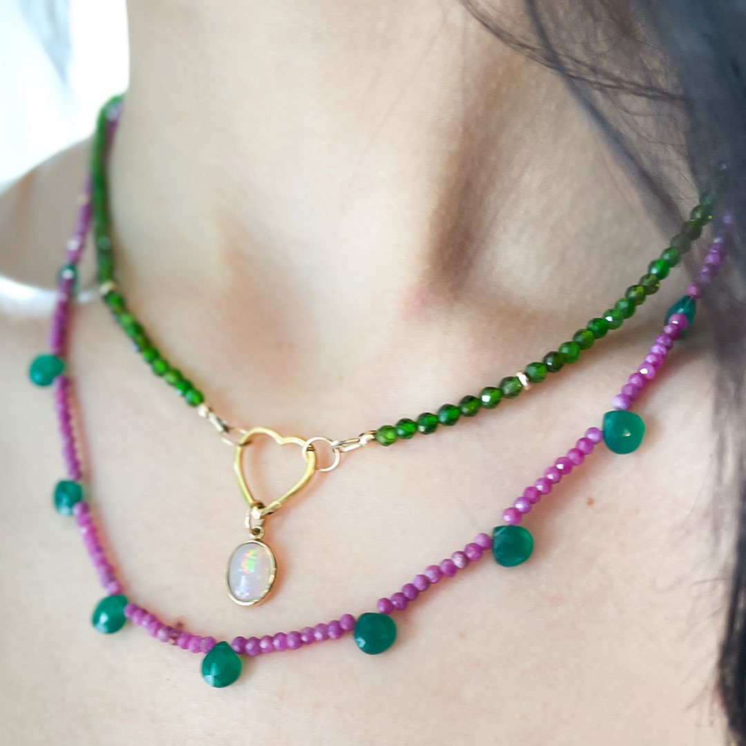Tullulah Chrome Diopside and Opal Necklace