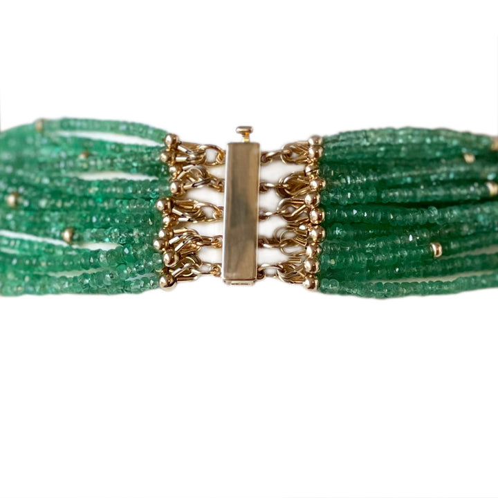 Jocelyn Emerald 15-Strand Gold Necklace