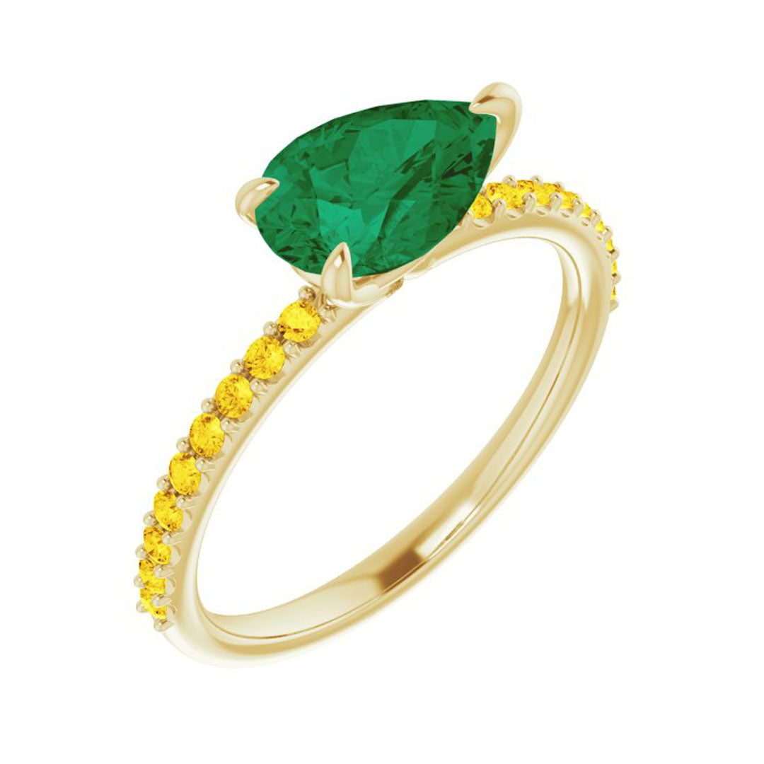 Emerald & Yellow Sapphire Side Stone Ring