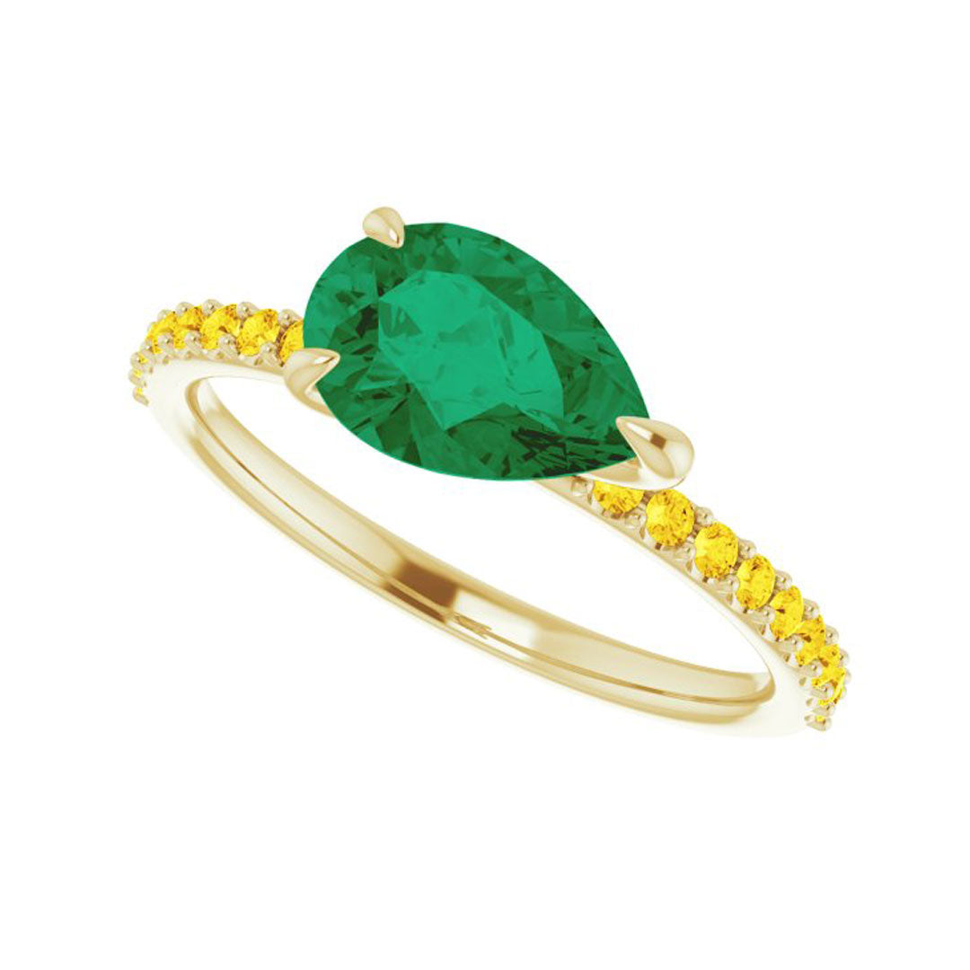 Emerald & Yellow Sapphire Side Stone Ring
