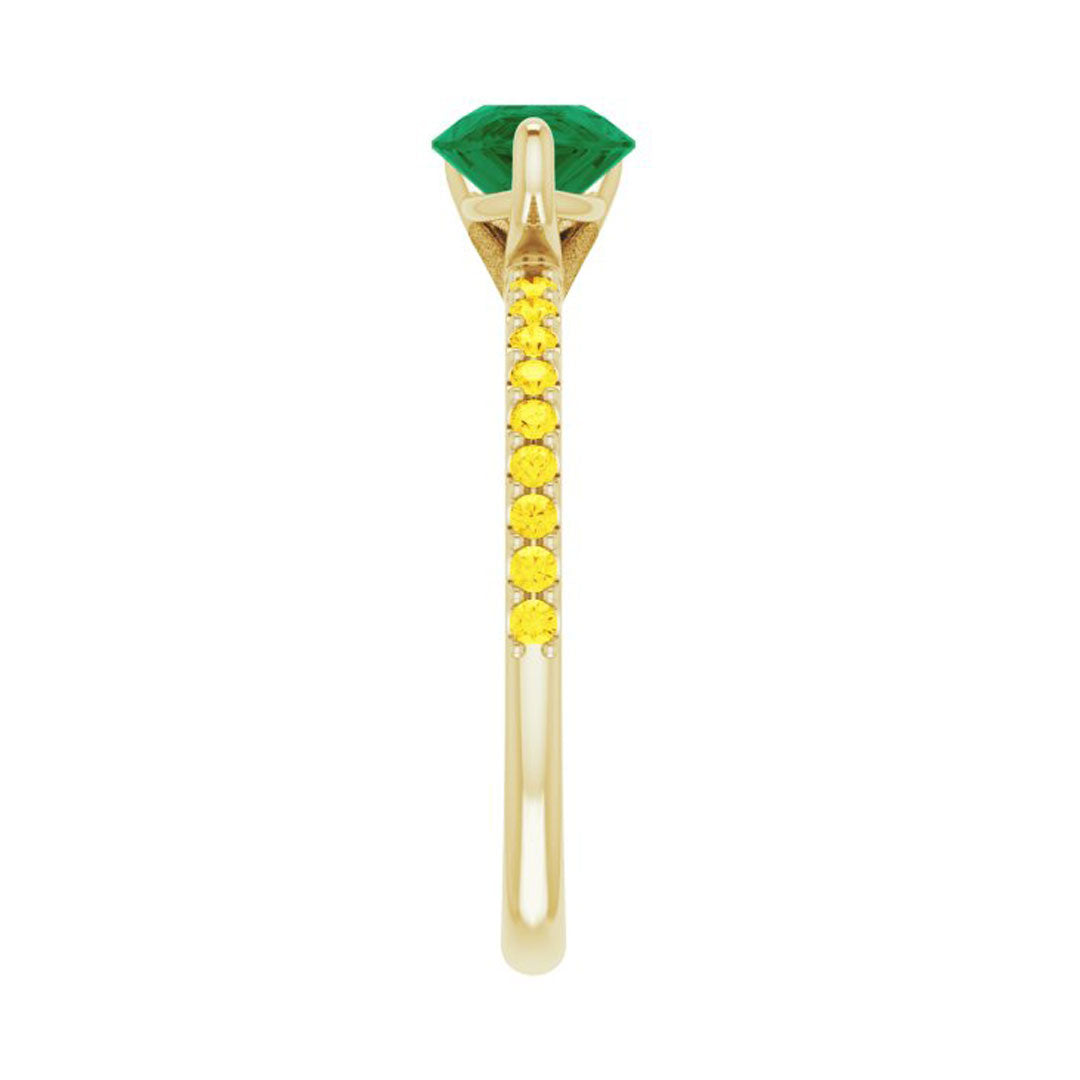 Emerald & Yellow Sapphire Side Stone Ring