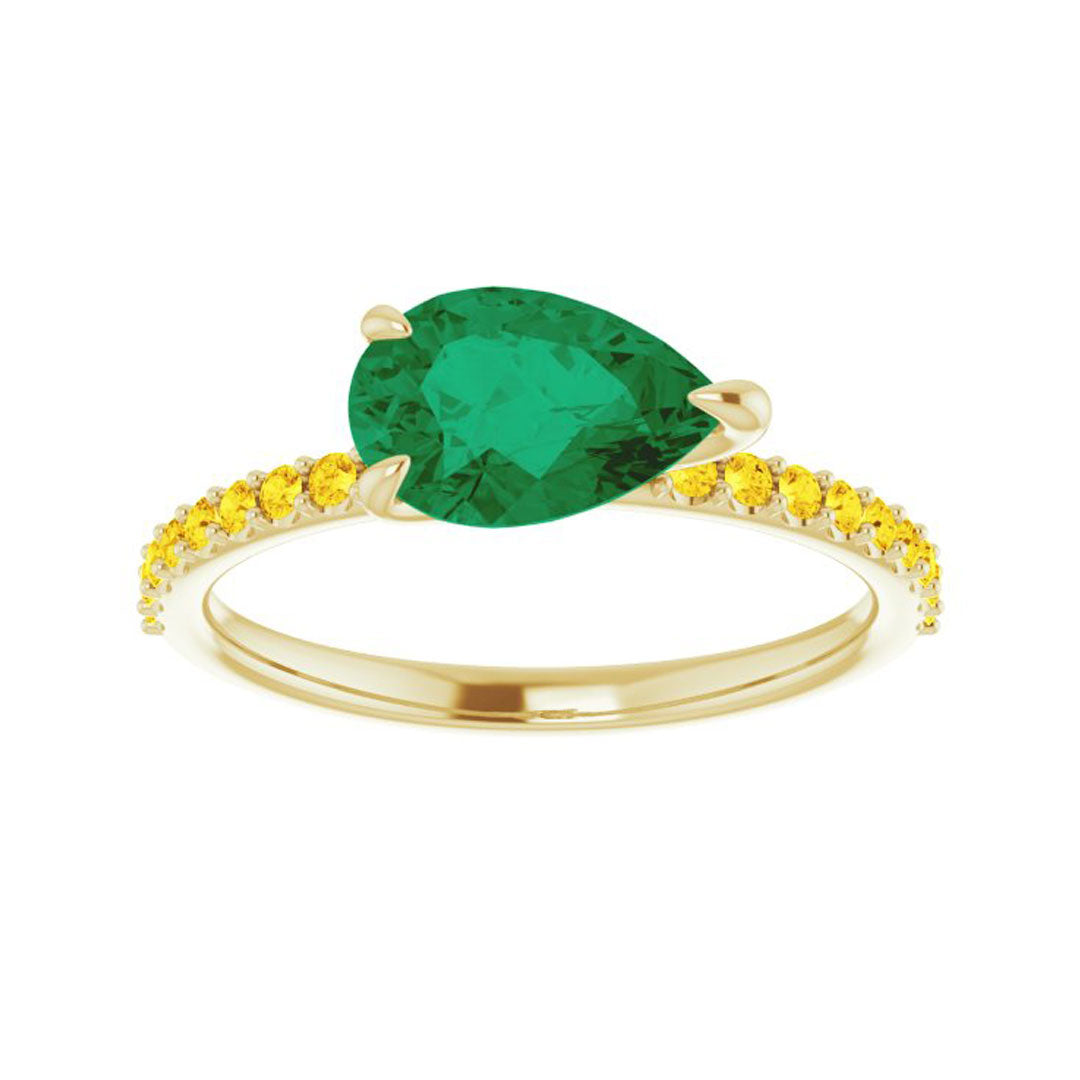 Emerald & Yellow Sapphire Side Stone Ring