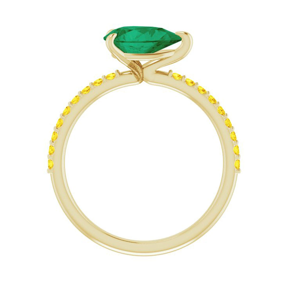 Emerald & Yellow Sapphire Side Stone Ring