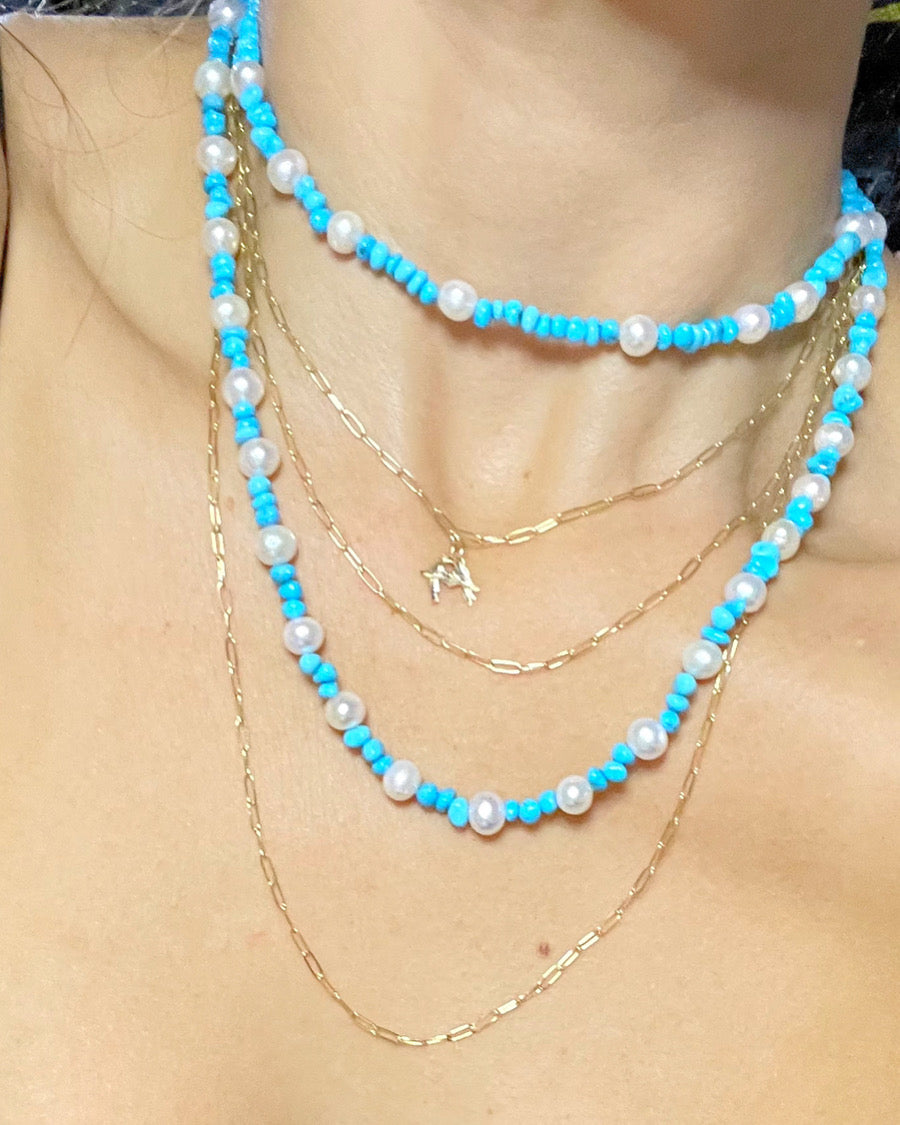 Lovebird Turquoise Pearl Necklace