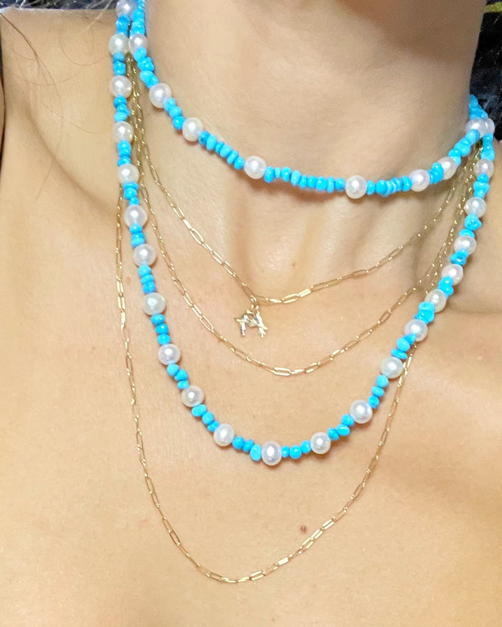 Lovebird Turquoise Pearl Necklace