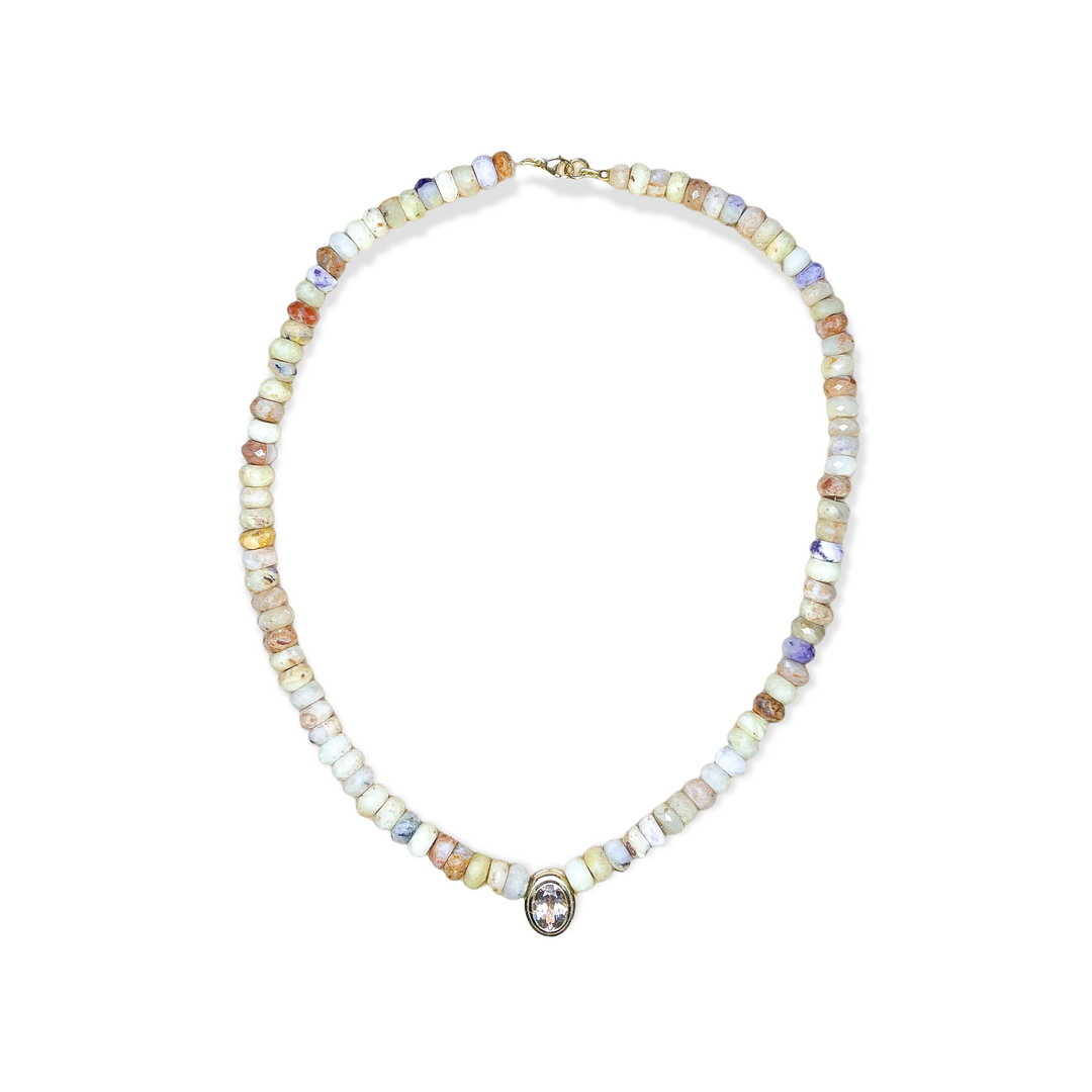 Lucia Morganite and Purple Opal Necklace