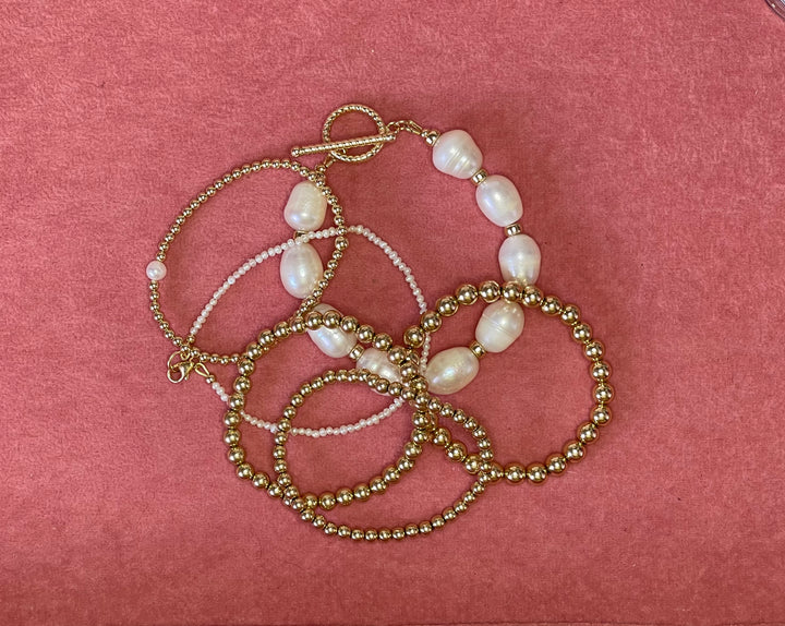 Freshwater Pearl Golden Orbs Bracelet