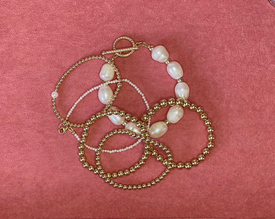 Freshwater Pearl Golden Orbs Bracelet