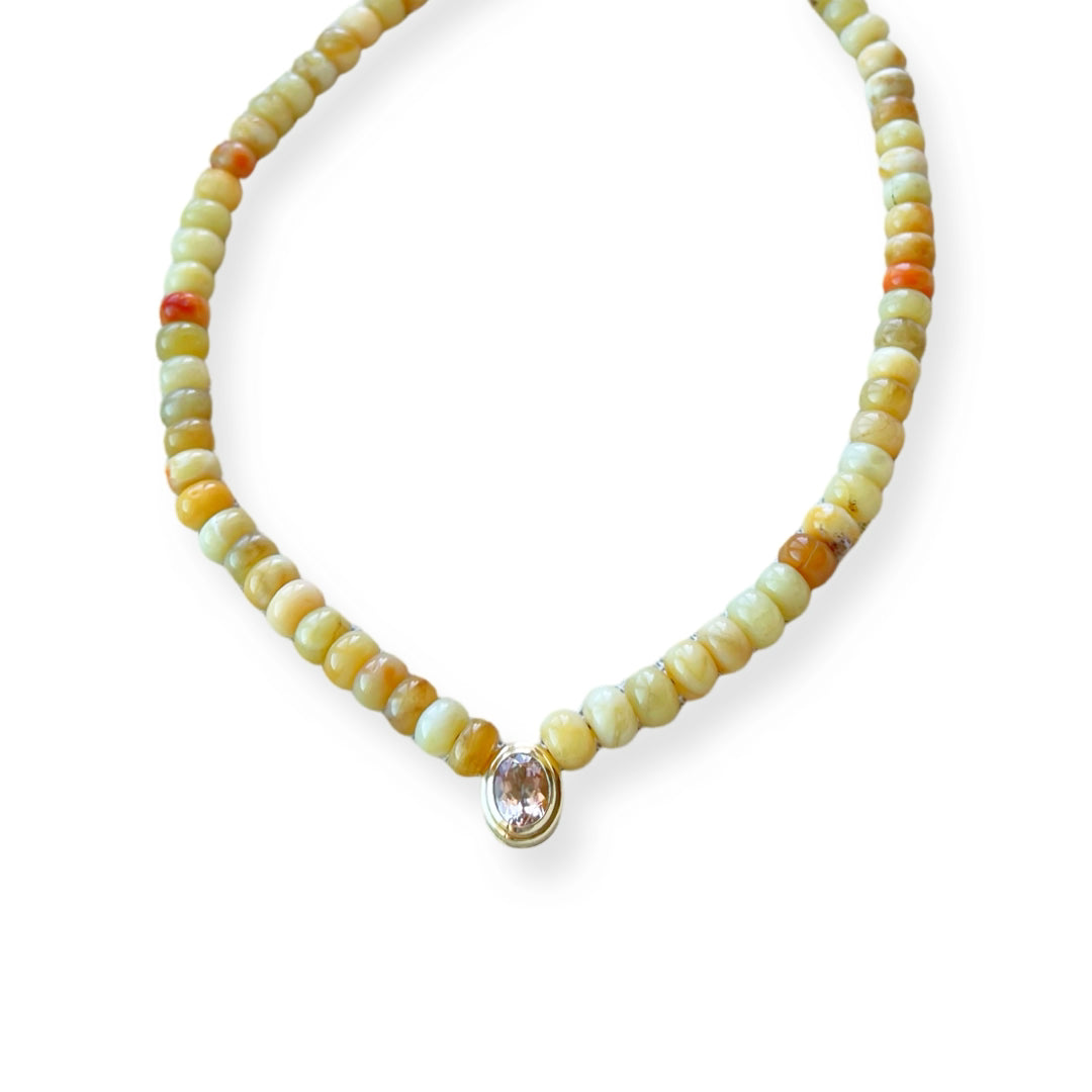 Sunny Morganite and Yellow Opal Necklace