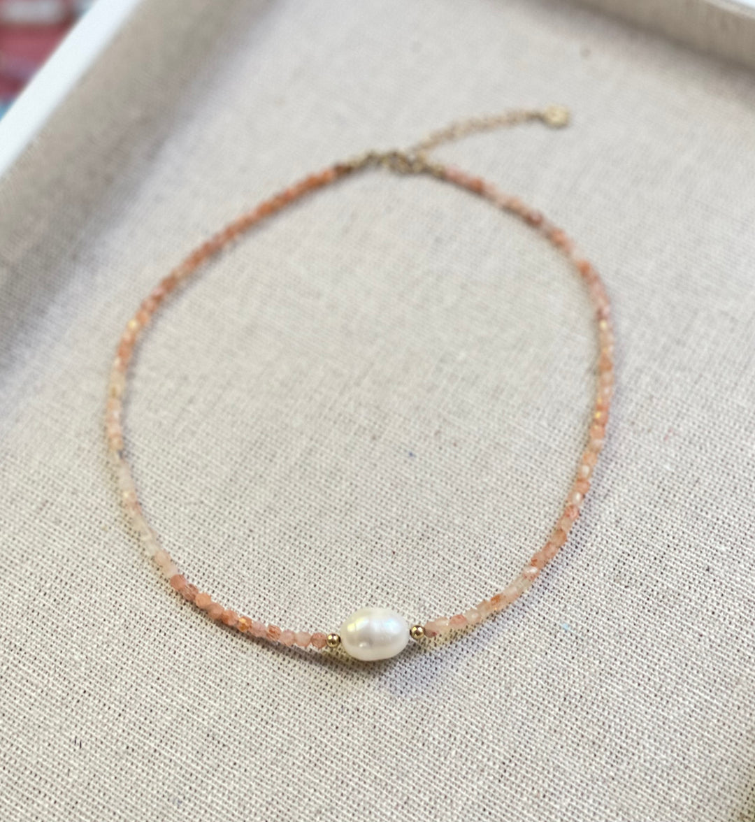 Romy Pearl & Sunstone Necklace