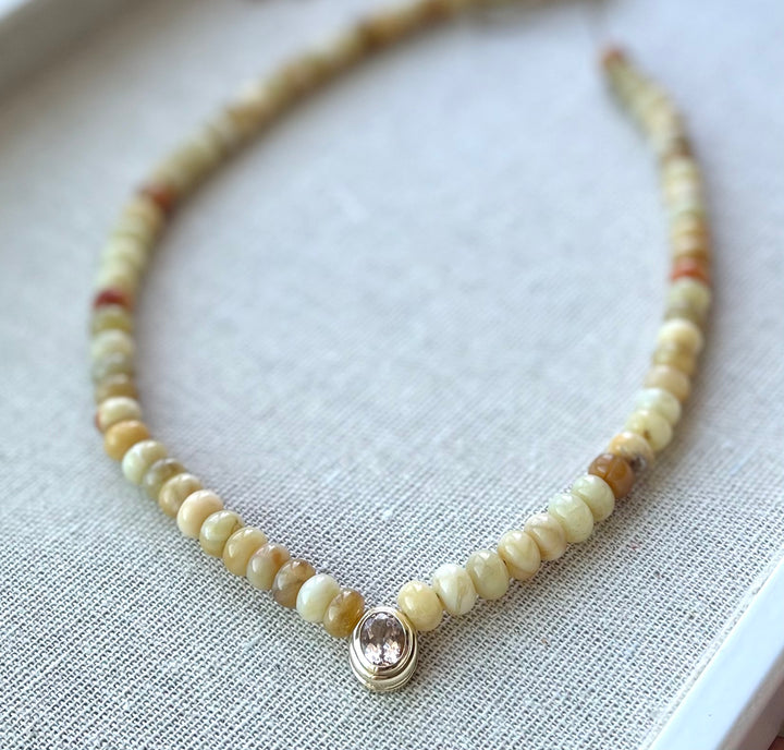 Sunny Morganite and Yellow Opal Necklace