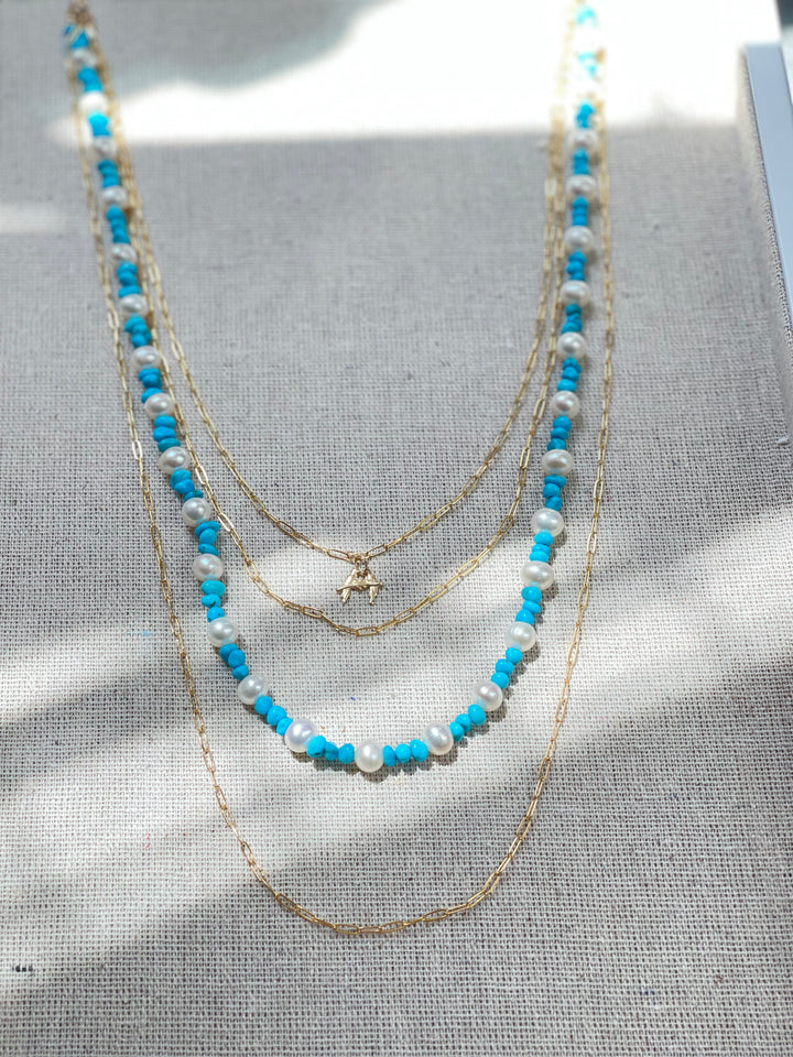 Lovebird Turquoise Pearl Necklace