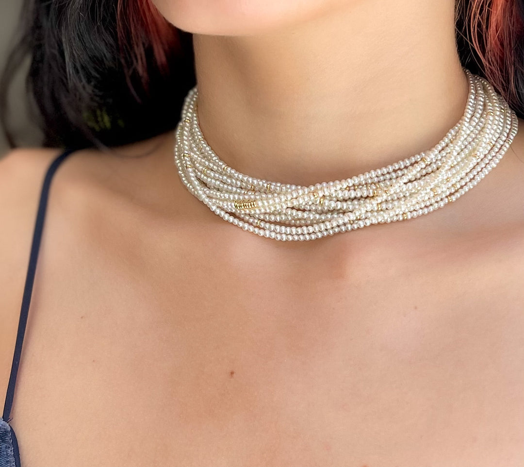 Multi-Strand Mini Pearl Choker
