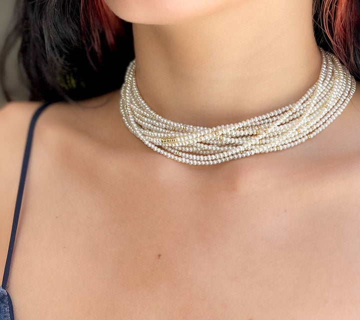Multi-Strand Mini Pearl Choker