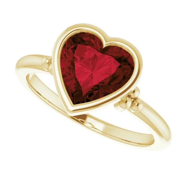 Garnet Heart Ring