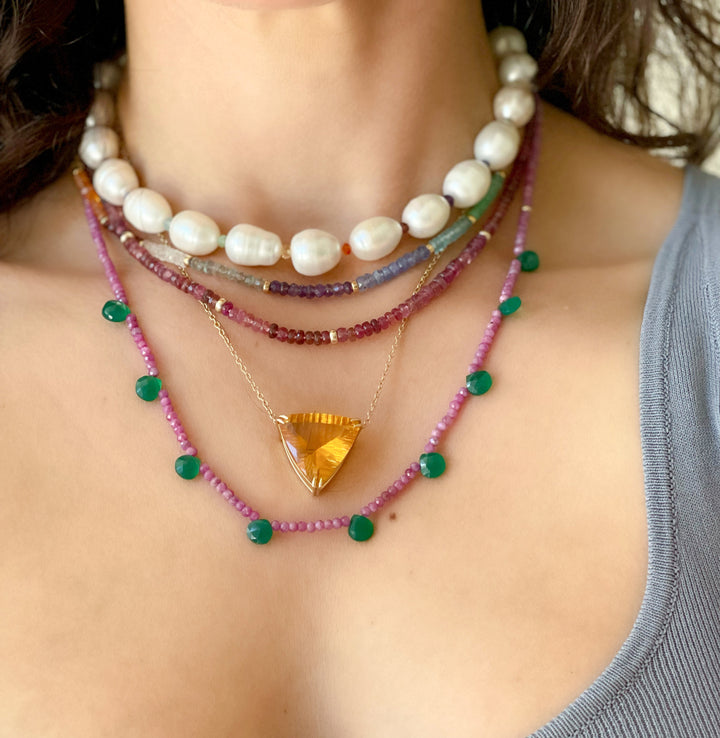 Annie Baroque Freshwater Pearl and Gemstone Necklace