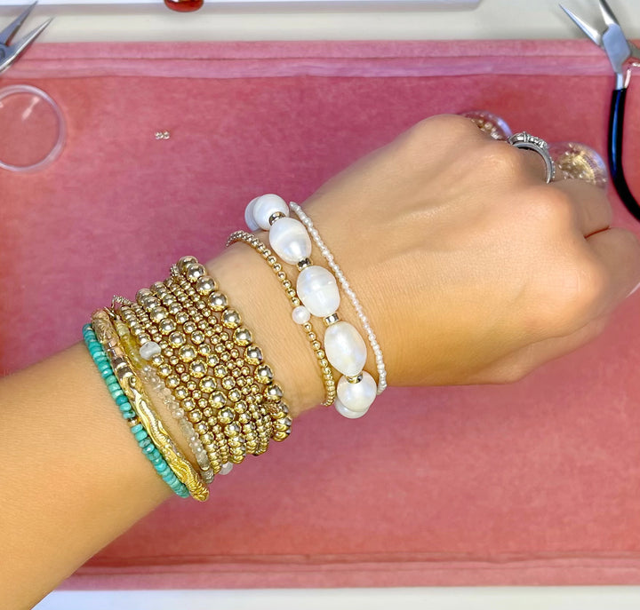 Freshwater Pearl Golden Orbs Bracelet