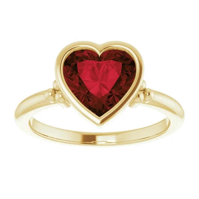 Garnet Heart Ring