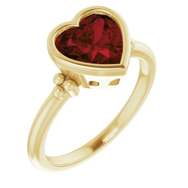 Garnet Heart Ring
