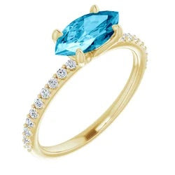 Mati Aquamarine & Moissanite Ring